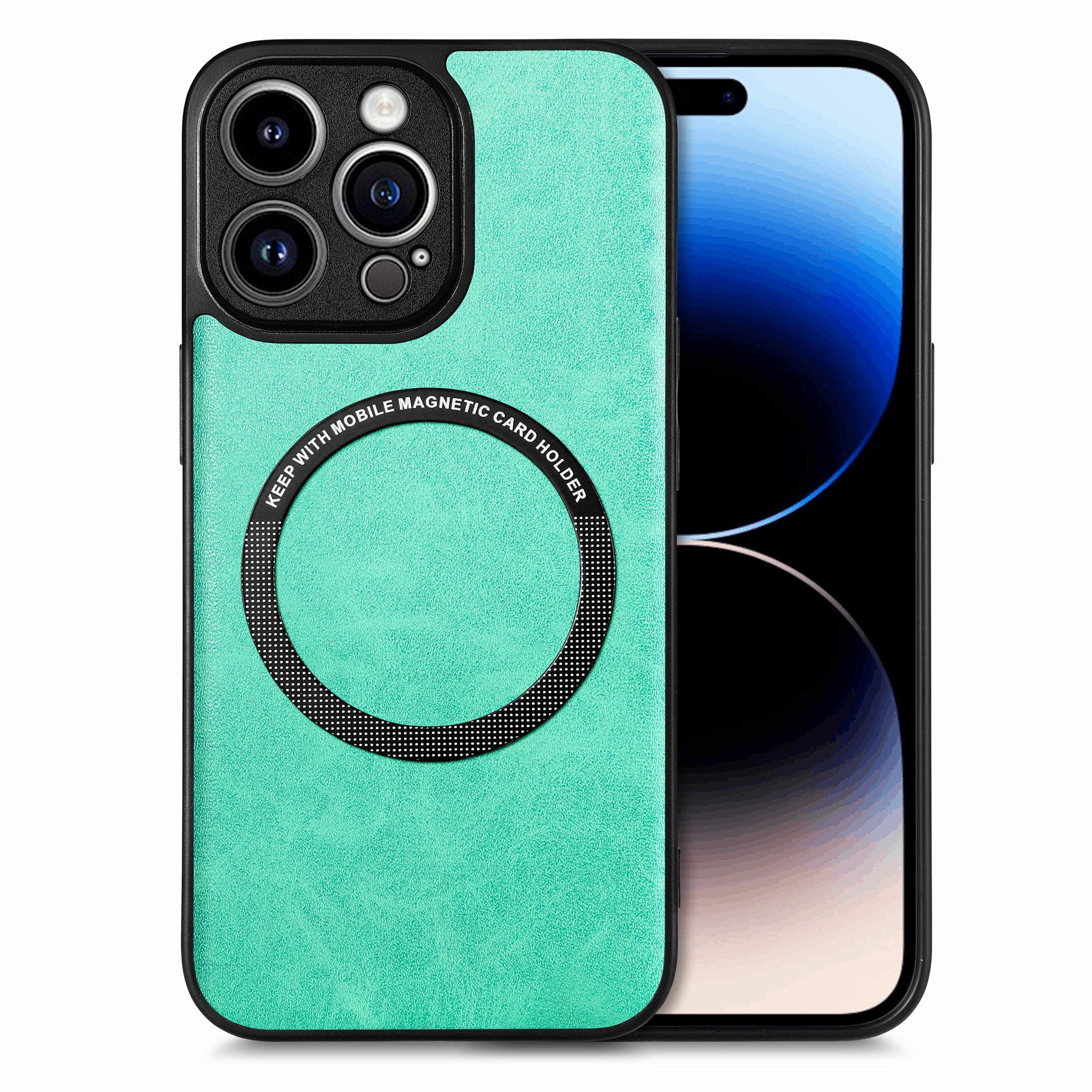 Læderbelagt PC+TPU-cover kompatibel med MagSafe til iPhone 14 Pro Max, Anti-ridse telefoncover - sort Læderbelagt PC+TPU-cover kompatibel med MagSafe til iPhone 14 Pro Max, Anti-ridse telefoncover - sort